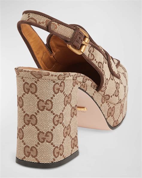 Gucci Lady Monogram Horsebit Slingback Pumps